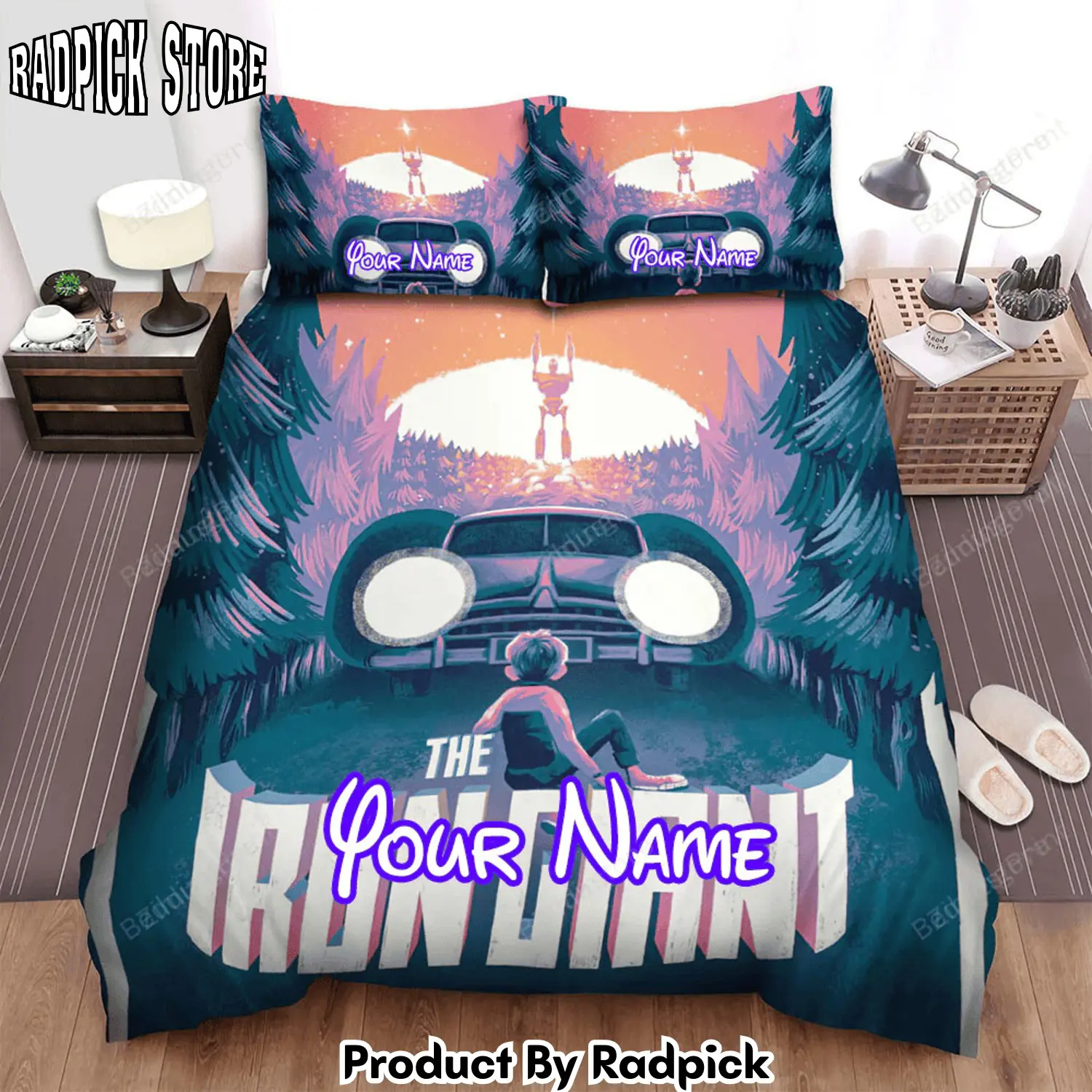 Radpick the iron giant car movie poster bed sheets duvet cover personalized name bedding sets rp3271202
